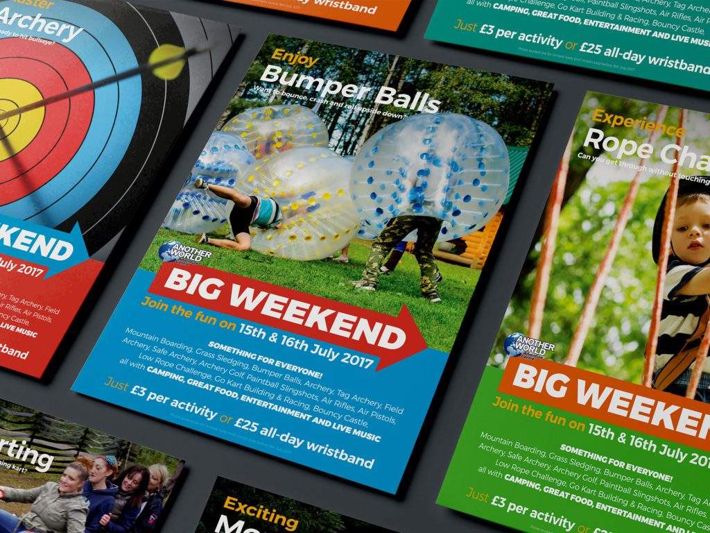 Another World Adventure Centre flyer graphic design