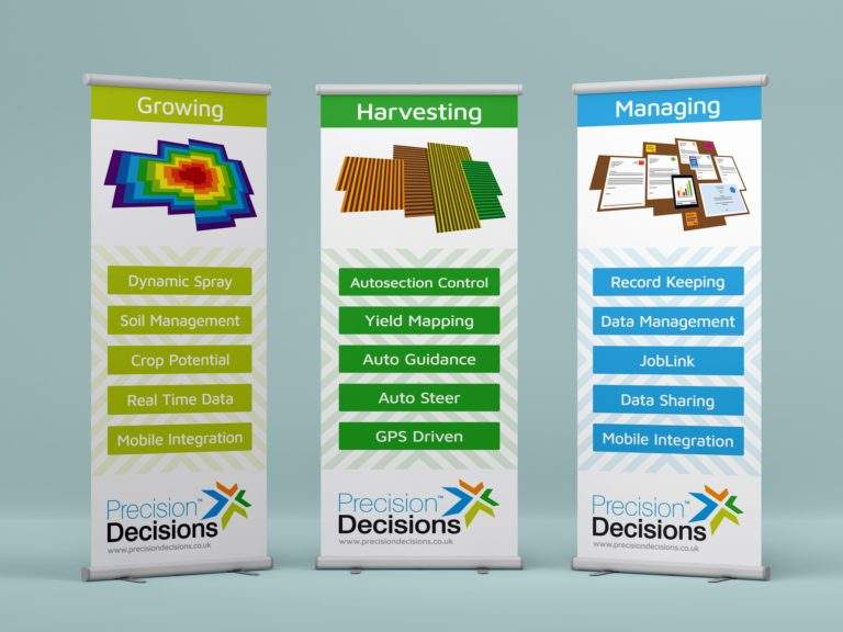 Precision Decisions exhibition banner graphic design