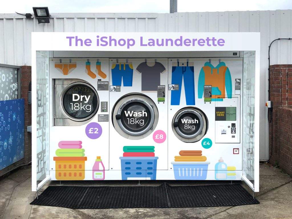 iShop Launderette signage graphic design