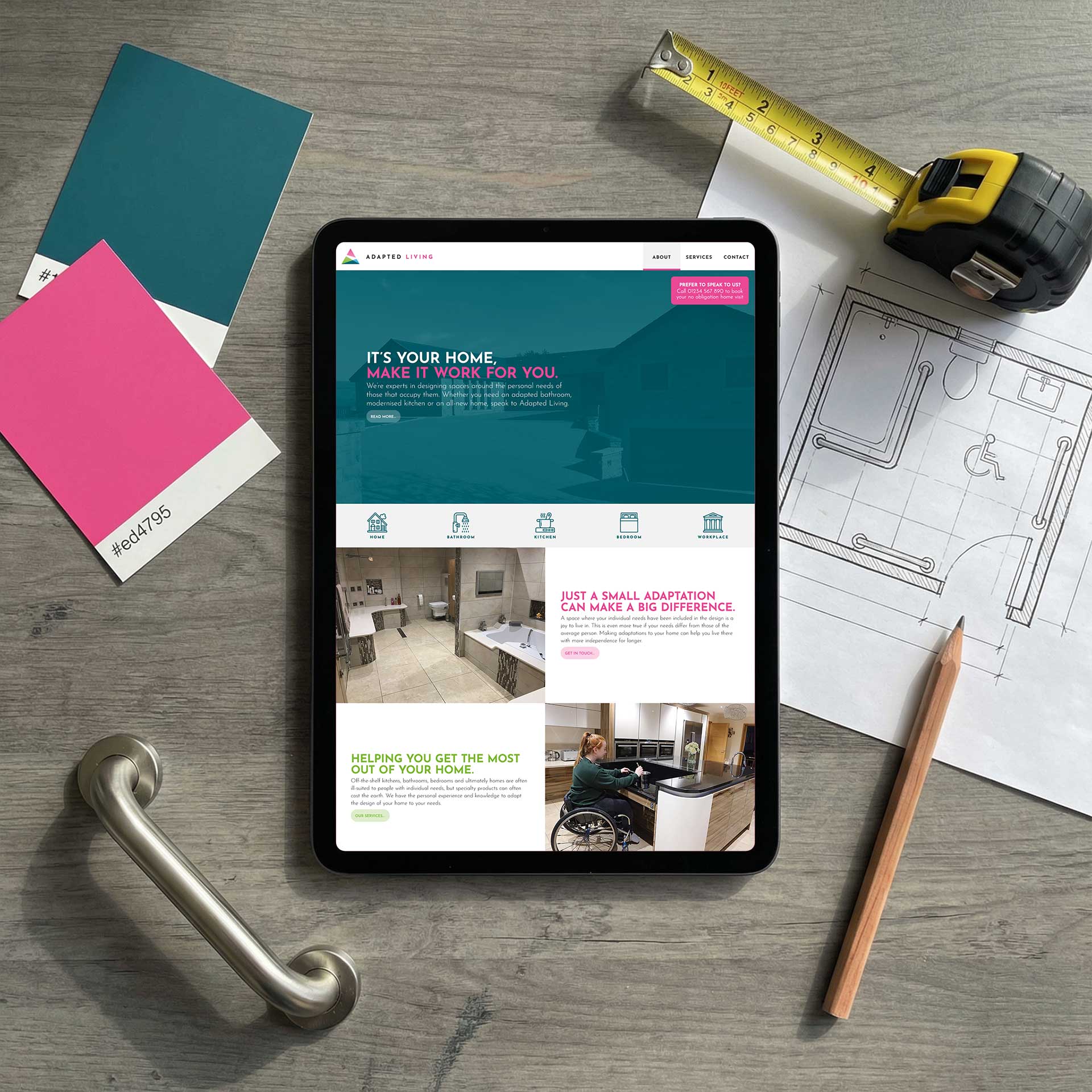 Adapted Living website design and brand identity by Buzz Design, West Yorkshire