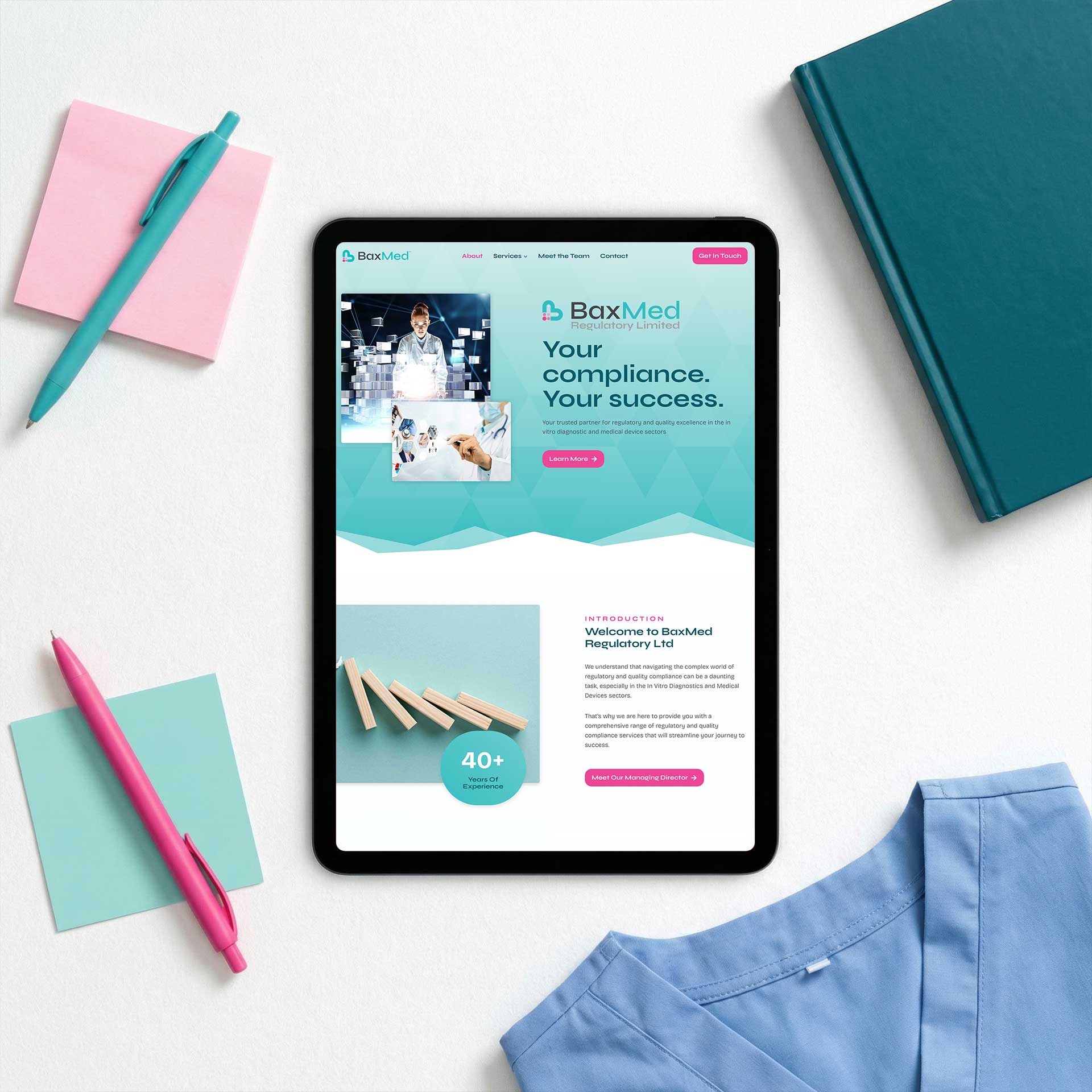 BaxMed Regulatory Ltd website design and brand identity by Buzz Design, West Yorkshire