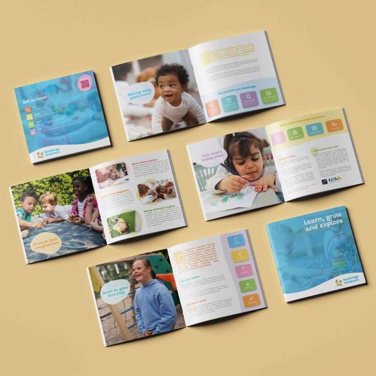 Ducklings Childcare A4 print brochure designed by Buzz Design, adapted from the nursery's existing website