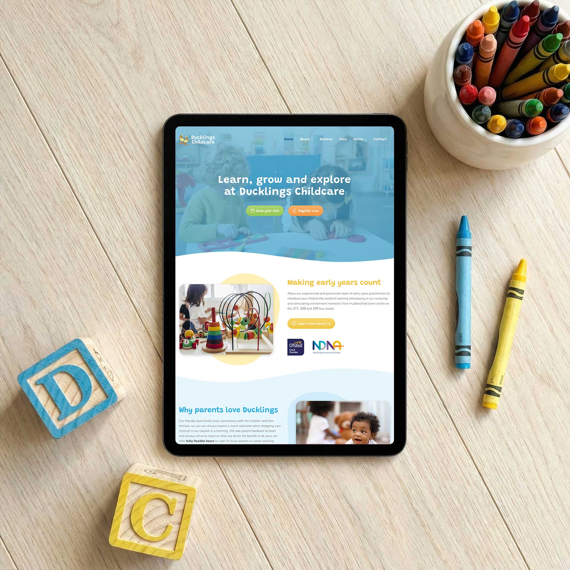 Ducklings Childcare website design by Buzz Design, West Yorkshire