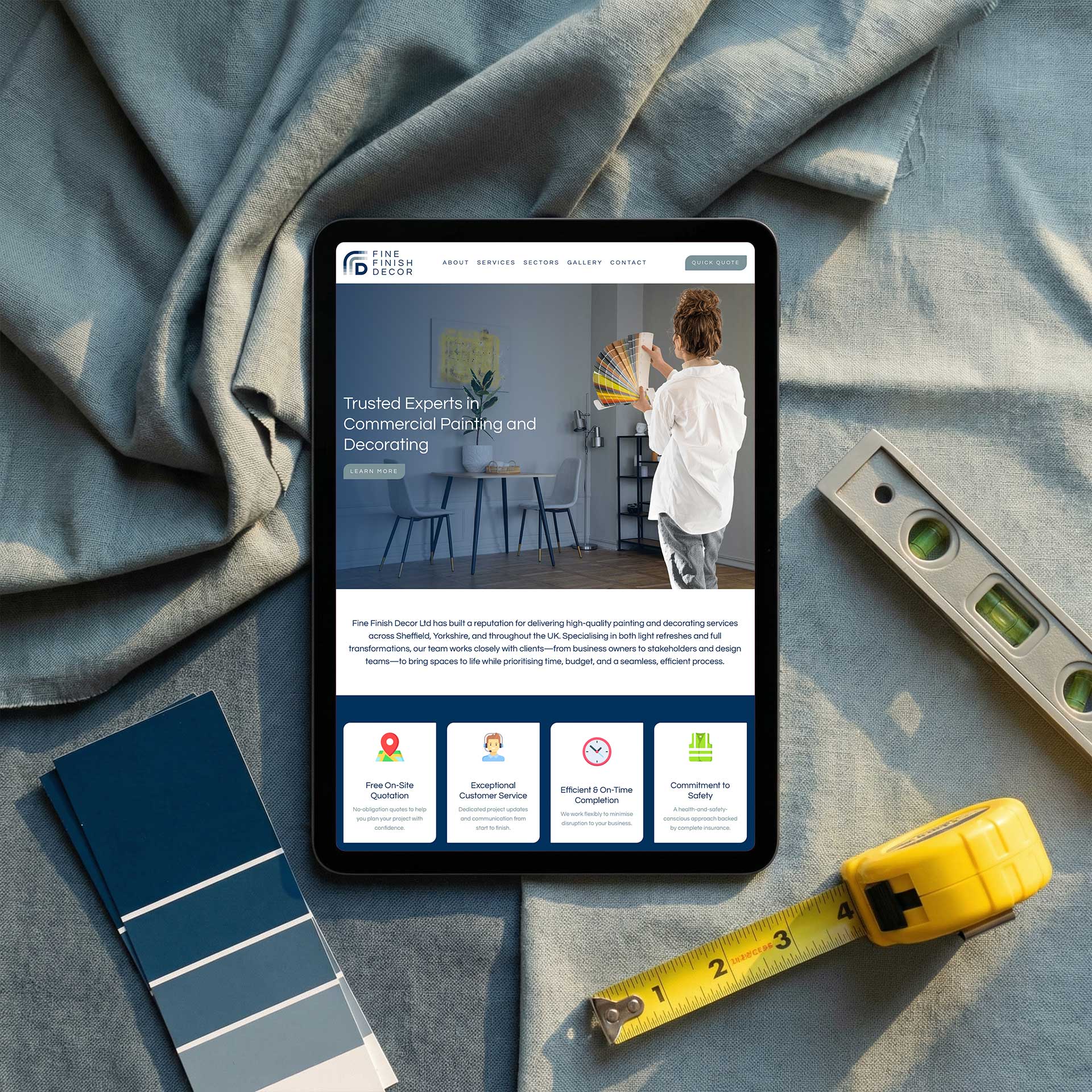 Fine Finish Decor website design and brand identity by Buzz Design, West Yorkshire