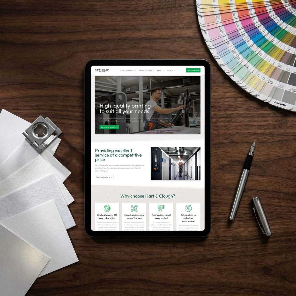 Hart and Clough Print Group new website design by Buzz Design — web design for a 135-year-old West Yorkshire printing company