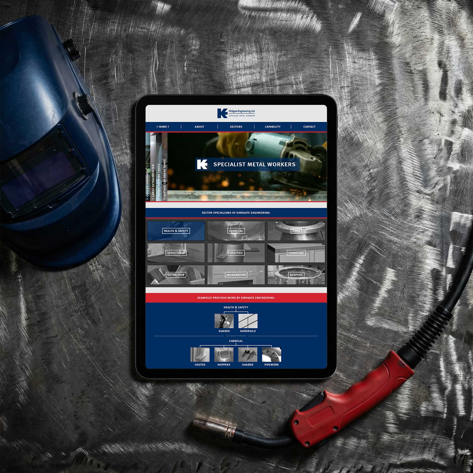 Kirkgate Engineering Ltd website design and brand identity by Buzz Design, West Yorkshire