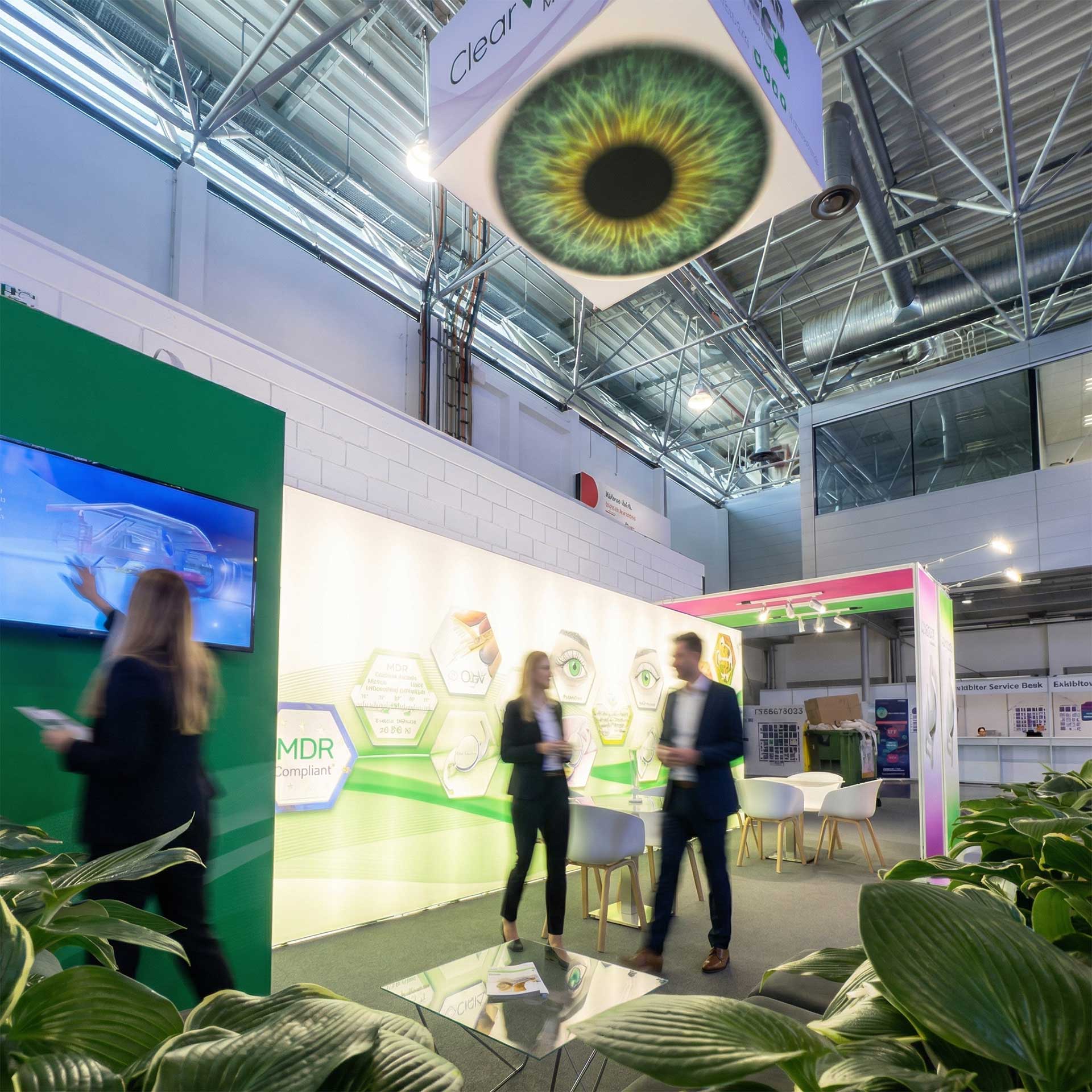 Lenstec European exhibition stand graphic design produced by Buzz Design on a fast turnaround