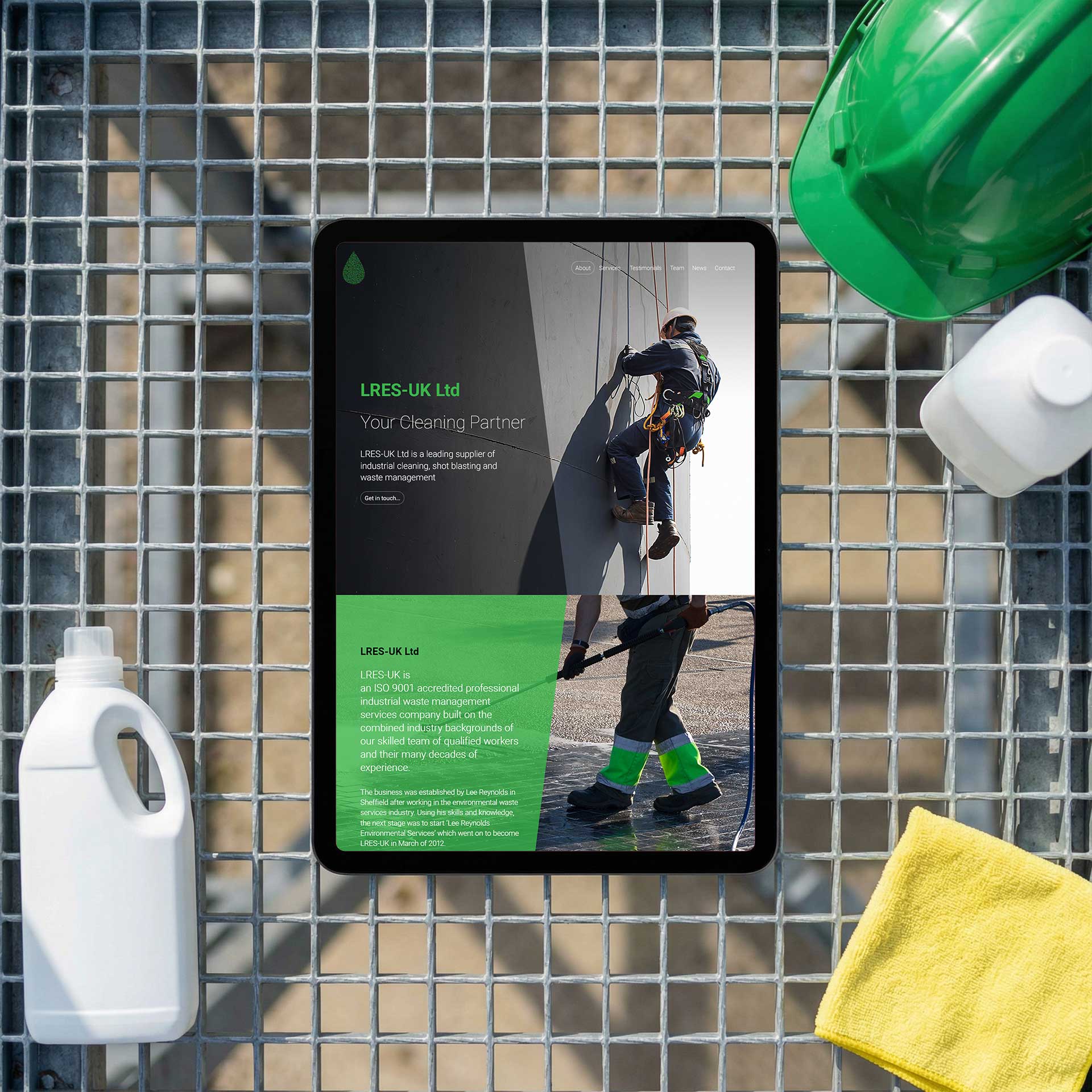 LRES-UK Industrial Cleaning website design and brand identity by Buzz Design, West Yorkshire