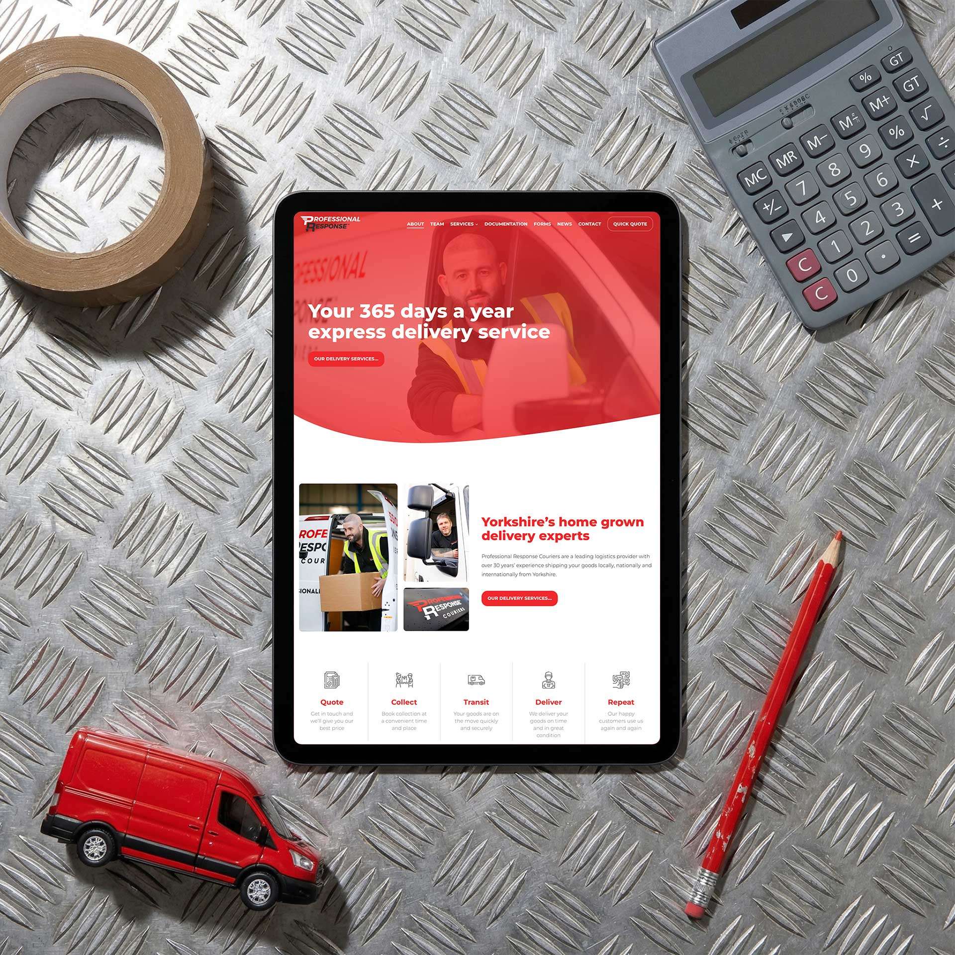 Professional Response Couriers website redesign — logistics and courier company web design by Buzz Design