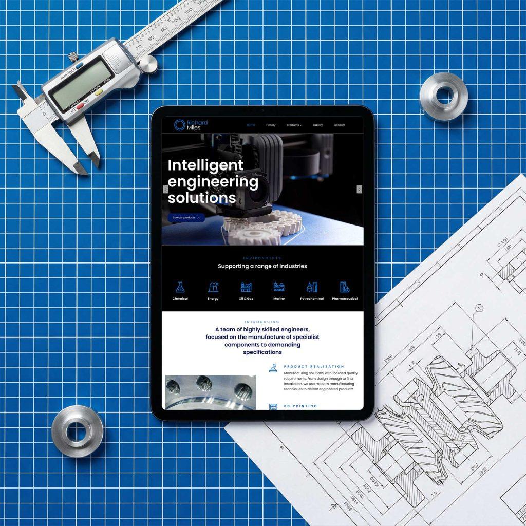 Richard Miles Engineering website design and brand identity by Buzz Design, West Yorkshire
