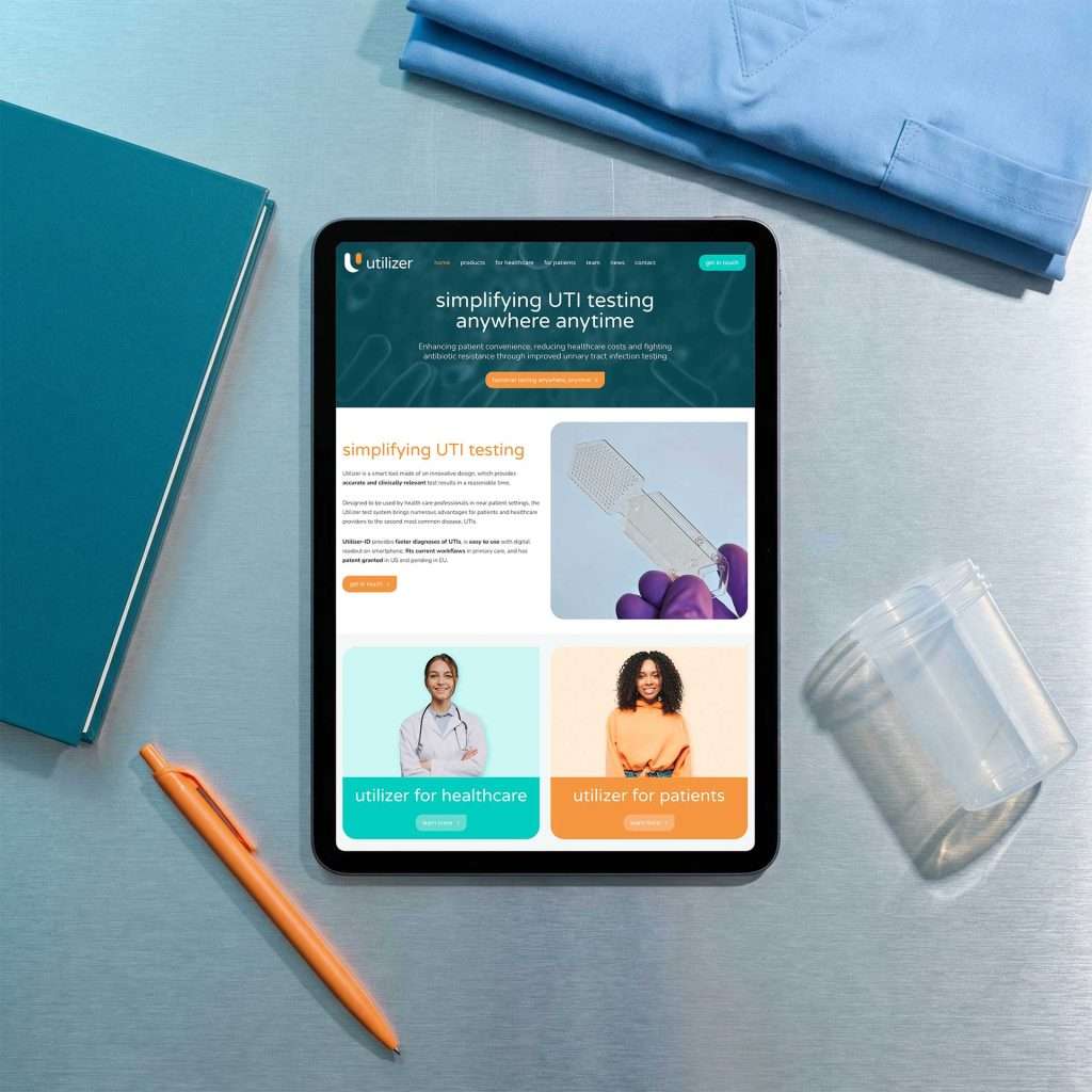 Utilizer AB medtech startup website design and brand identit by Buzz Design, West Yorkshire