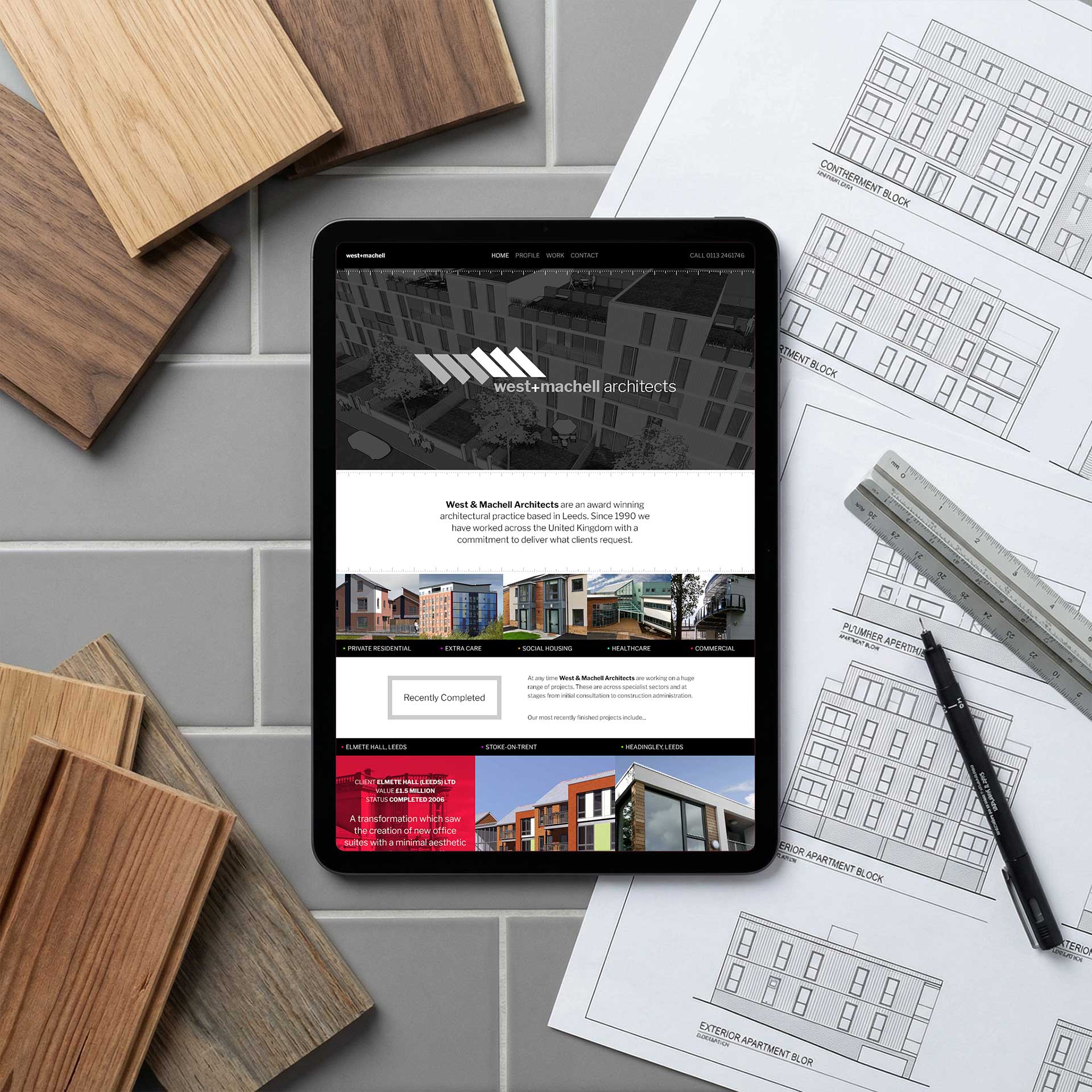 west+machell architects website design and brand identity by Buzz Design, West Yorkshire